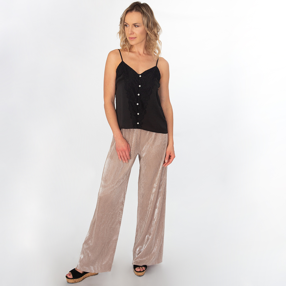 Pleated Satin Wide Leg Pant - Image 5