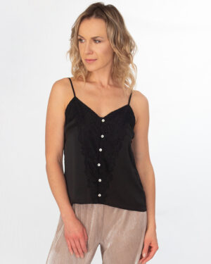 Lace Trim Button Up Cami