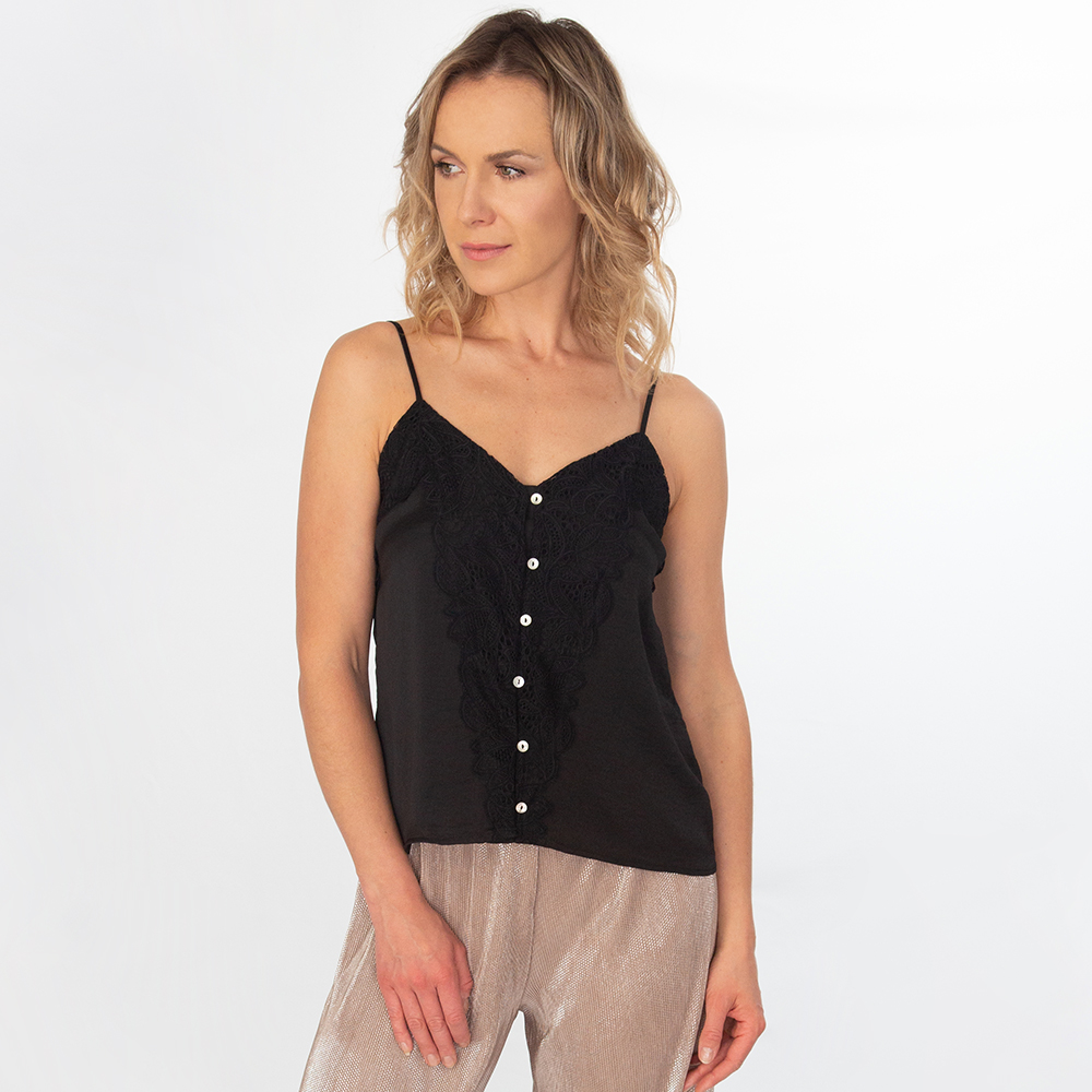Lace Trim Button Up Cami