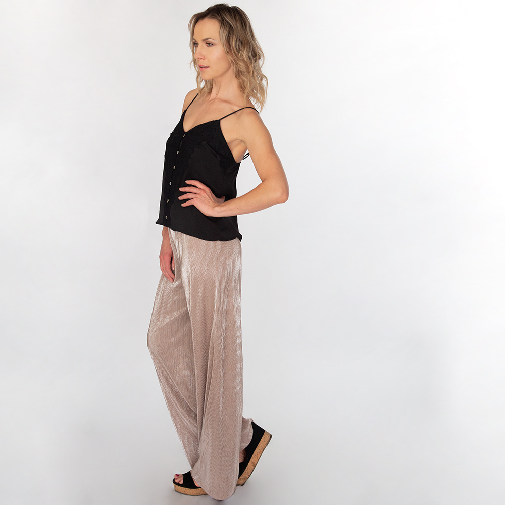 Pleated Satin Wide Leg Pant - Image 6