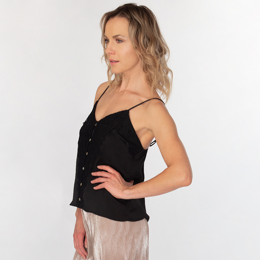 Lace Trim Button Up Cami - Image 2